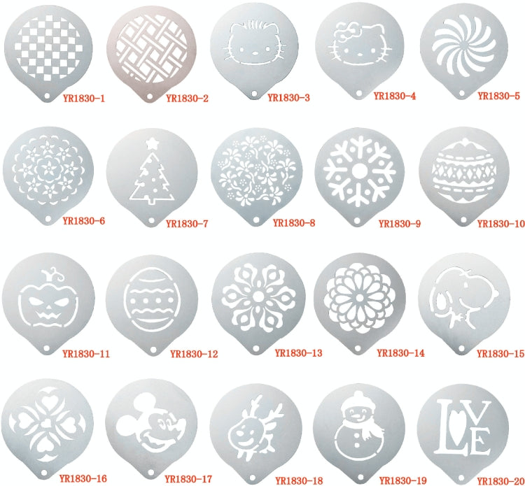 6 PCS Stainless Steel Garland Mold Fancy Coffee Printing Model Coffee Milk Foam Spray Pattern Template Random Style Delivery by bashfashion