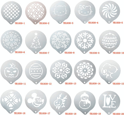 6 PCS Stainless Steel Garland Mold Fancy Coffee Printing Model Coffee Milk Foam Spray Pattern Template Random Style Delivery by bashfashion