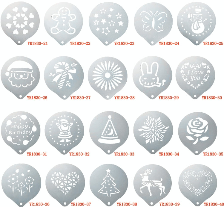 6 PCS Stainless Steel Garland Mold Fancy Coffee Printing Model Coffee Milk Foam Spray Pattern Template Random Style Delivery by bashfashion