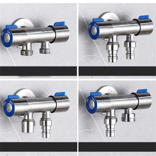 Stainless Steel One-In-Two-Out Multi-Function Three-Way Valve Faucet, Specification: Double 4-point Thread by bashfashion