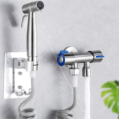 Stainless Steel One-In-Two-Out Multi-Function Three-Way Valve Faucet, Specification: Double 4-point Thread by bashfashion