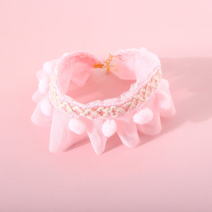 Lace Pet Adjustable Collar Cat Dog Photo Accessories, Size:M 25-30cm(Pink) by bashfashion