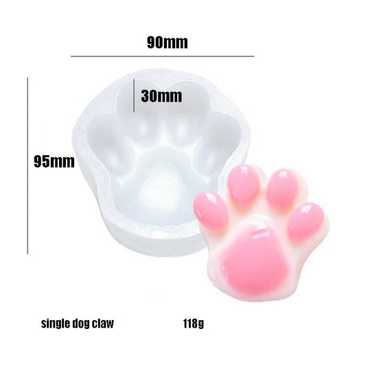 DIY Animal Claw Shape Candle Glue Cake Jelly Pudding Silicone Mold, Specification: Single Dog Paw by bashfashion