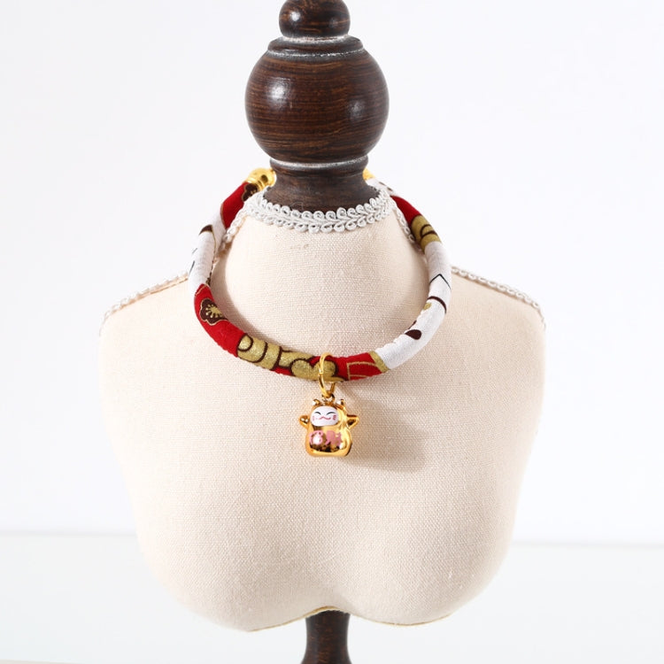 Lucky Cat Copper Bell Adjustable Pet Cat Dog Collar Necklace, Size:M 25-30cm(Red Cat) by bashfashion