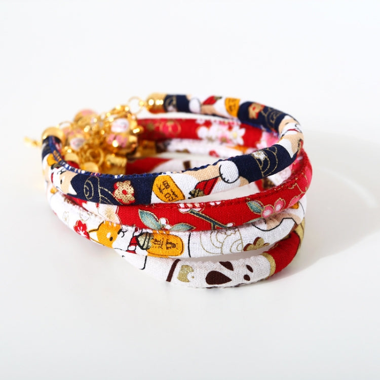 Lucky Cat Copper Bell Adjustable Pet Cat Dog Collar Necklace, Size:M 25-30cm(White Shiba Inu) by bashfashion