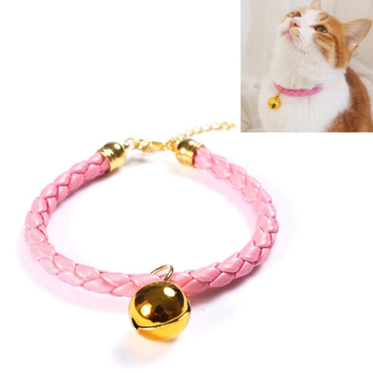 Prepared PU Leather Adjustable Pet Bell Collar Cat Dog Rabbit Simple Collar Necklace, Size:S 20-25cm(Pink) by bashfashion