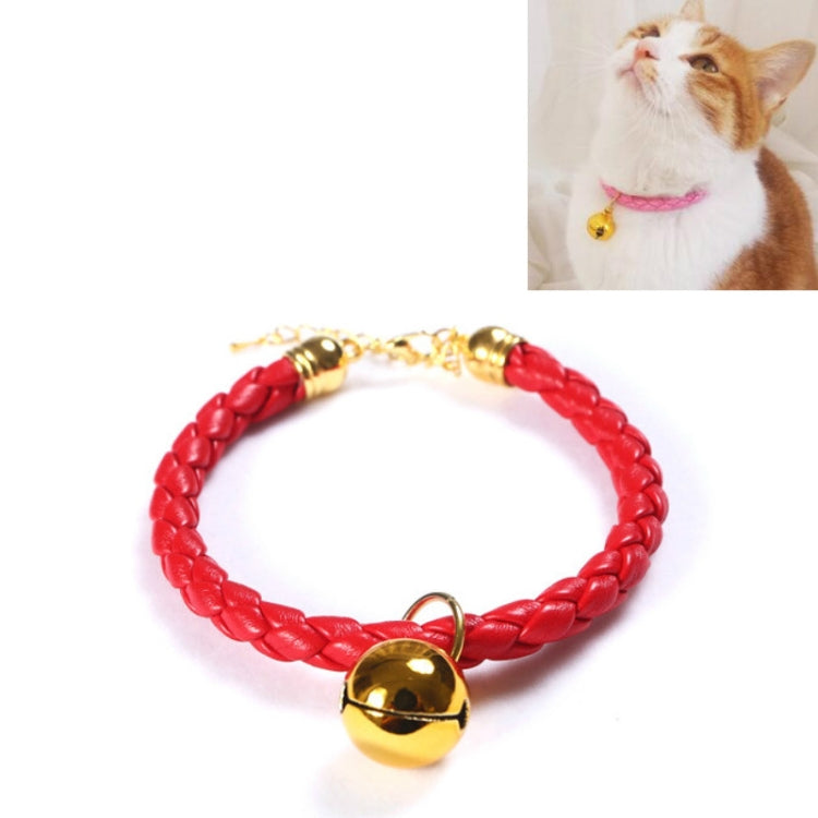 Prepared PU Leather Adjustable Pet Bell Collar Cat Dog Rabbit Simple Collar Necklace, Size:S 20-25cm(Red) by bashfashion