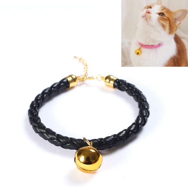 Prepared PU Leather Adjustable Pet Bell Collar Cat Dog Rabbit Simple Collar Necklace, Size:S 20-25cm(Black) by bashfashion