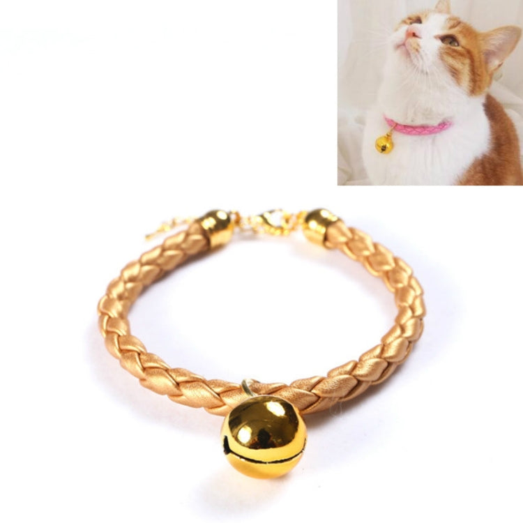Prepared PU Leather Adjustable Pet Bell Collar Cat Dog Rabbit Simple Collar Necklace, Size:S 20-25cm(Gold) by bashfashion