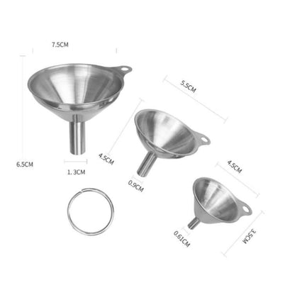 3 in 1 Stainless Steel Funnel Mini Funnel Oil Leaking Wine Leaking Integrated Liquid Dispenser Set by bashfashion