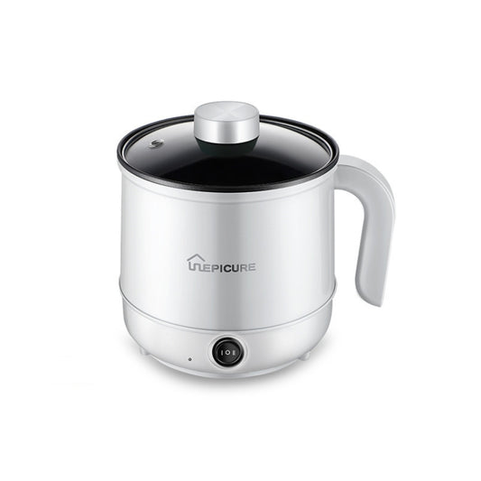 Multi-Function Electric-Cooker Mini Dormitory Student Cooking Rice Stir Frying Non-Stick Pot, 110V US Plug, Colour: White Manual Single Pot(1.7L) by bashfashion