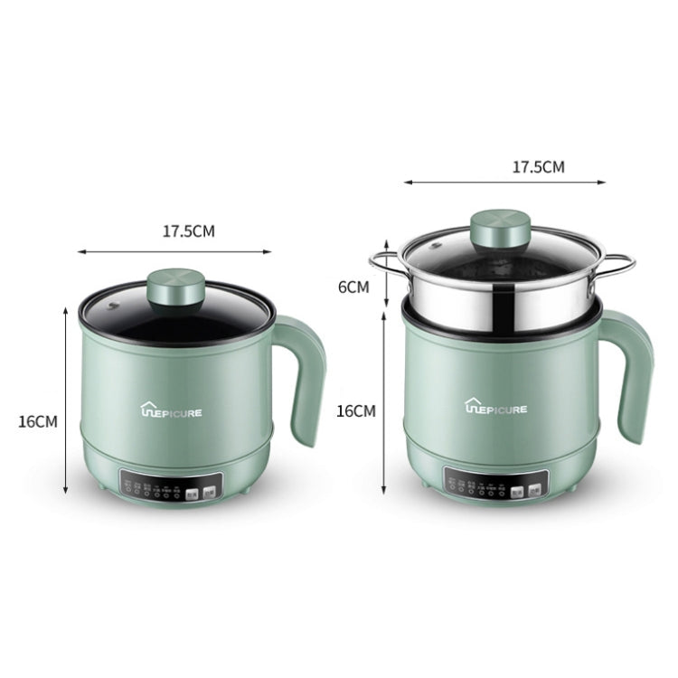Multi-Function Electric-Cooker Mini Dormitory Student Cooking Rice Stir Frying Non-Stick Pot, 110V US Plug, Colour: White Manual Style with Steaming Grid(1.7L) by bashfashion