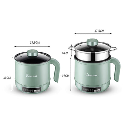 Multi-Function Electric-Cooker Mini Dormitory Student Cooking Rice Stir Frying Non-Stick Pot, 110V US Plug, Colour: White Manual Style with Steaming Grid(1.7L) by bashfashion