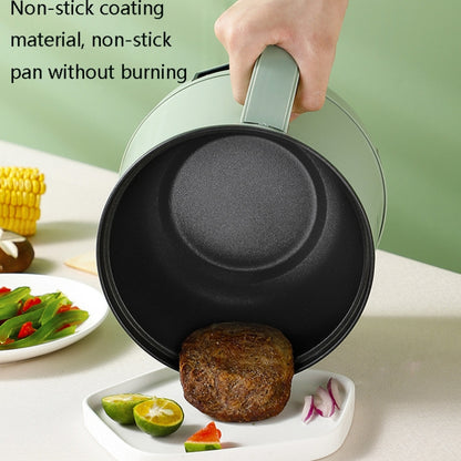 Multi-Function Electric-Cooker Mini Dormitory Student Cooking Rice Stir Frying Non-Stick Pot, 110V US Plug, Colour: White Manual Style with Steaming Grid(1.7L) by bashfashion