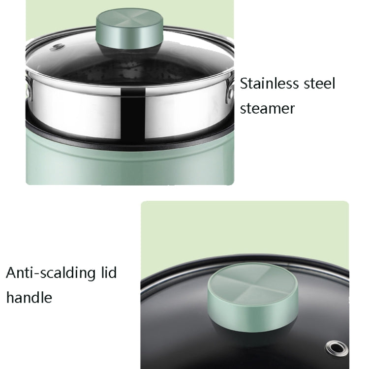 Multi-Function Electric-Cooker Mini Dormitory Student Cooking Rice Stir Frying Non-Stick Pot, 110V US Plug, Colour: White Smart With Steaming Grid(1.7L) by bashfashion