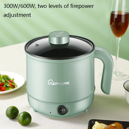 Multi-Function Electric-Cooker Mini Dormitory Student Cooking Rice Stir Frying Non-Stick Pot, 110V US Plug, Colour: Green Smart with Steam Grid(1.7L) by bashfashion