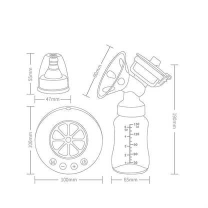 Large Suction Smart Electric Bilateral Breast Pump 12-Speed Silent Breast Pump(Blue) by bashfashion
