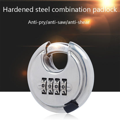 Stainless Steel Password Padlock 304 Waterproof And Rust-Proof Outdoor Courtyard Door Cabinet Lock Round Cake Lock(Silver) by bashfashion