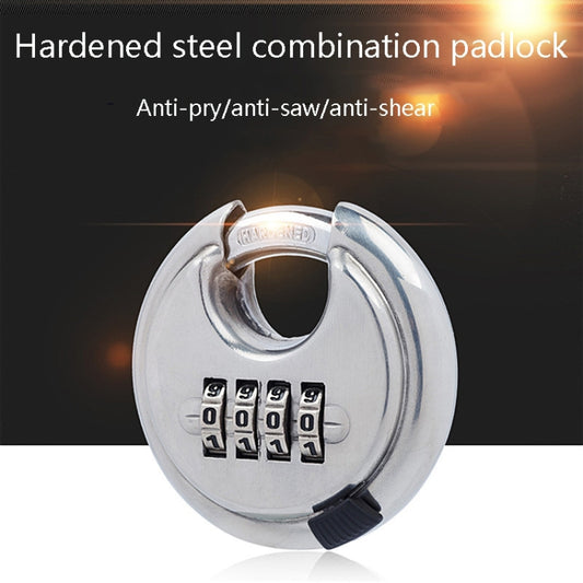 Stainless Steel Password Padlock 304 Waterproof And Rust-Proof Outdoor Courtyard Door Cabinet Lock Round Cake Lock(Silver) by bashfashion