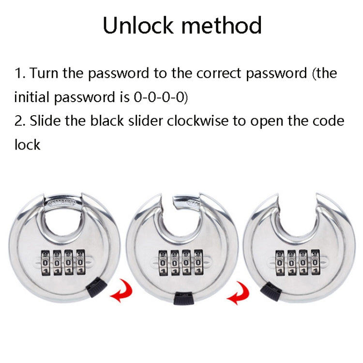 Stainless Steel Password Padlock 304 Waterproof And Rust-Proof Outdoor Courtyard Door Cabinet Lock Round Cake Lock(Silver) by bashfashion