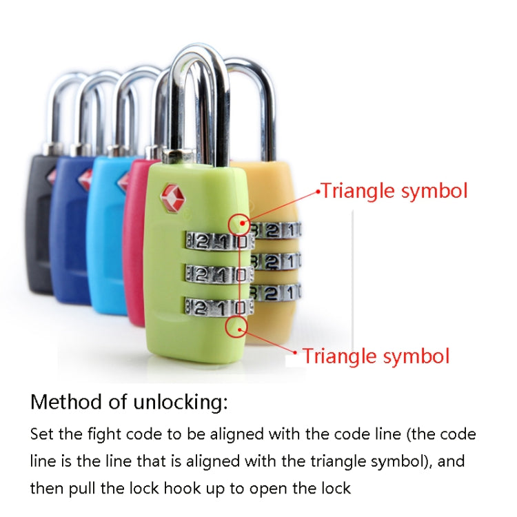 Customs Luggage Lock Overseas Travel Luggage Zipper Lock Plastic TSA Code Lock(Blue) by bashfashion