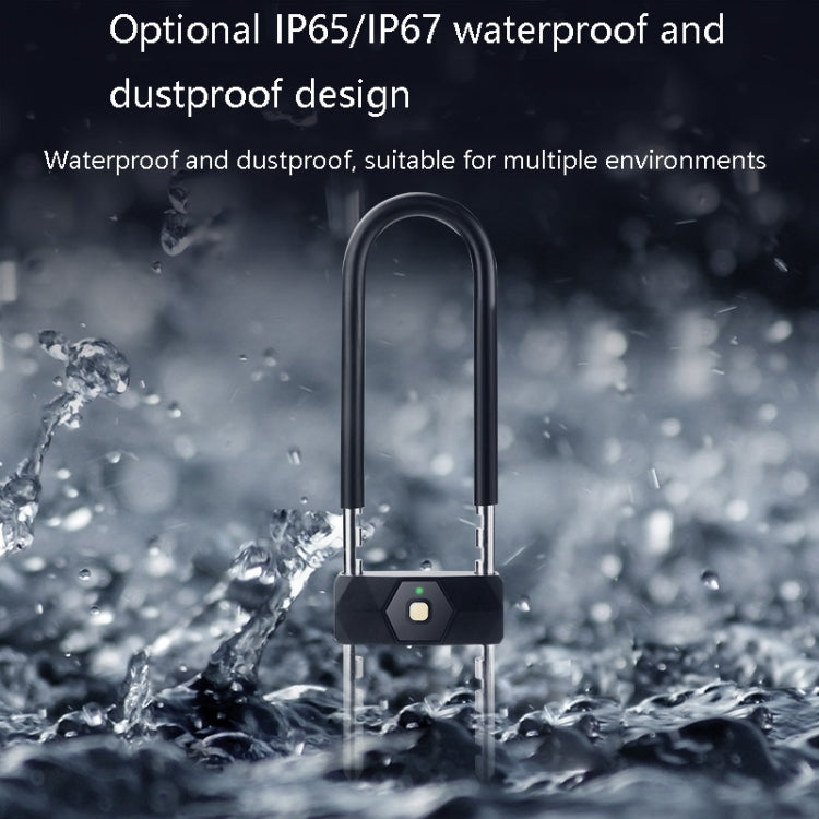 Smart Bluetooth Fingerprint U-Shaped Glass Door Lock Anti-Shear Anti-Theft Lock Extended Outdoor Waterproof U-Shaped Lock, Specification: U2 (Key Password + APP + Key) by bashfashion