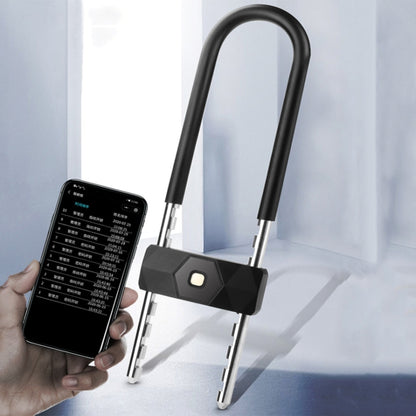 Smart Bluetooth Fingerprint U-Shaped Glass Door Lock Anti-Shear Anti-Theft Lock Extended Outdoor Waterproof U-Shaped Lock, Specification: U2 (Key Password + APP + Key) by bashfashion