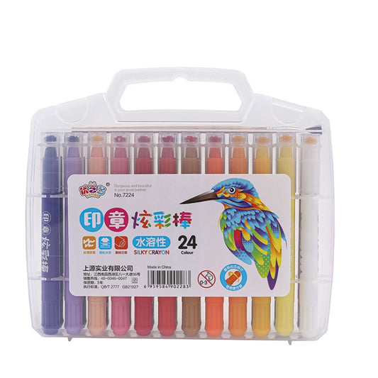 Seal Colorful Stick Water-Soluble Oil Pastel 12 Colors 24 Colors 36 Colors Portable Children Drawing Set Rotating Crayons, Specification: 24 Colors by bashfashion