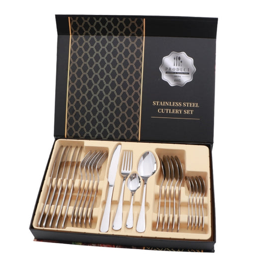 24 in 1 Stainless Steel Tableware Western Steak Cutlery Gift Set, Color: Silver by bashfashion