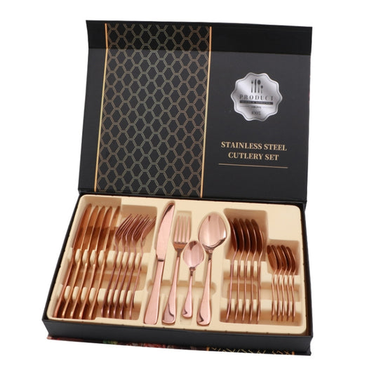 24 in 1 Stainless Steel Tableware Western Steak Cutlery Gift Set, Color: Rose Gold by bashfashion