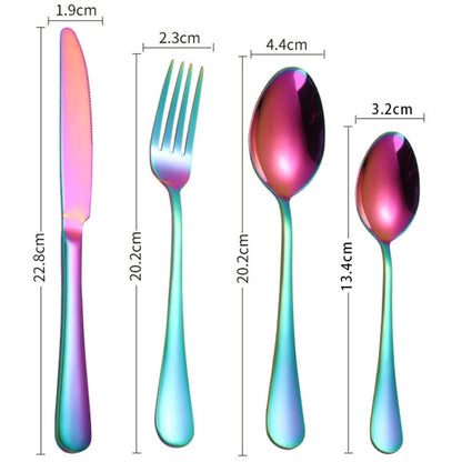 24 in 1 Stainless Steel Tableware Western Steak Cutlery Gift Set, Color: Rainbow Color by bashfashion