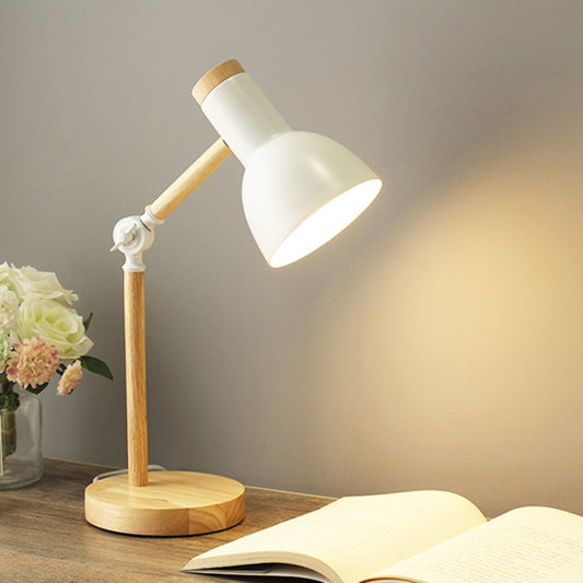 T1062 Dormitory Eye Protection Desk Lamp Bbedroom Bedside Wood Lamp, Power source: UK Plug(White) by bashfashion