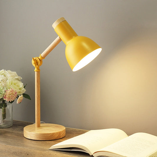 T1062 Dormitory Eye Protection Desk Lamp Bbedroom Bedside Wood Lamp, Power source: UK Plug(Yellow) by bashfashion
