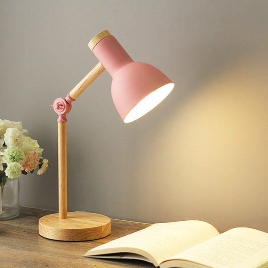 T1062 Dormitory Eye Protection Desk Lamp Bbedroom Bedside Wood Lamp, Power source: UK Plug(Pink) by bashfashion