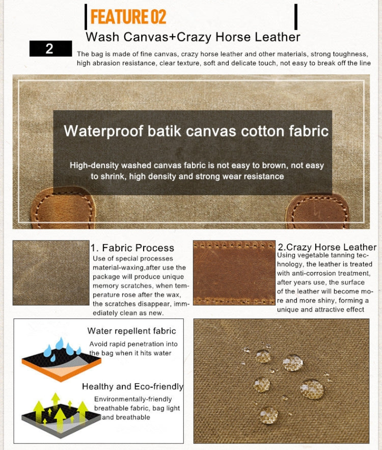 Batik Canvas Waterproof Photography Bag Outdoor Wear-resistant Large Camera Photo Backpack Men for Nikon / Canon / Sony / Fujifilm(Khaki) by bashfashion