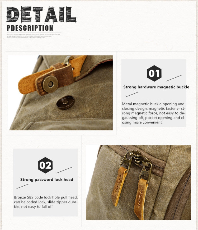 Batik Canvas Waterproof Photography Bag Outdoor Wear-resistant Large Camera Photo Backpack Men for Nikon / Canon / Sony / Fujifilm(Khaki) by bashfashion