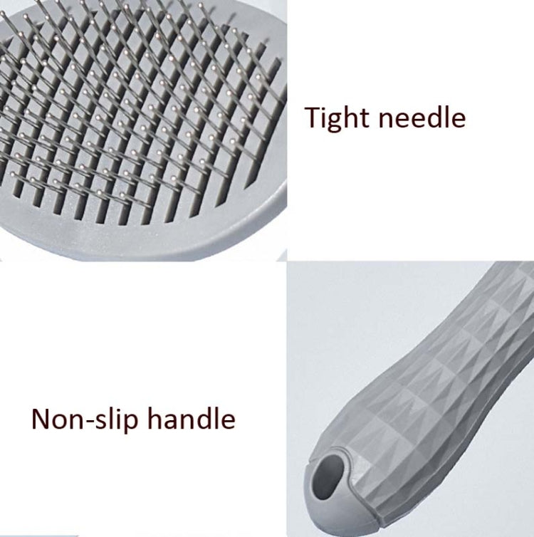 Stainless Steel Needle Automatic Cleaning Pet Hair Removal Dog Brush Pet Comb(Gray Thick Needle) by bashfashion