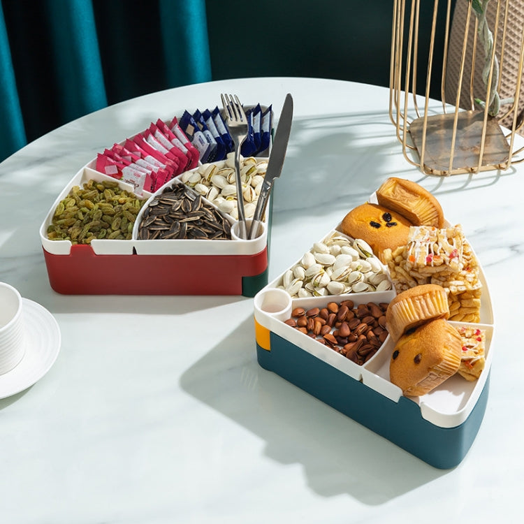 Home Living Room Multi-Grid Candy Box Multi-Layer Plastic Nut Snack Fruit Tray(White Red Green) by bashfashion