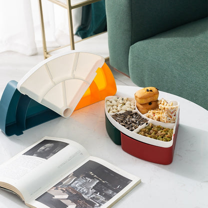 Home Living Room Multi-Grid Candy Box Multi-Layer Plastic Nut Snack Fruit Tray(White Red Green) by bashfashion