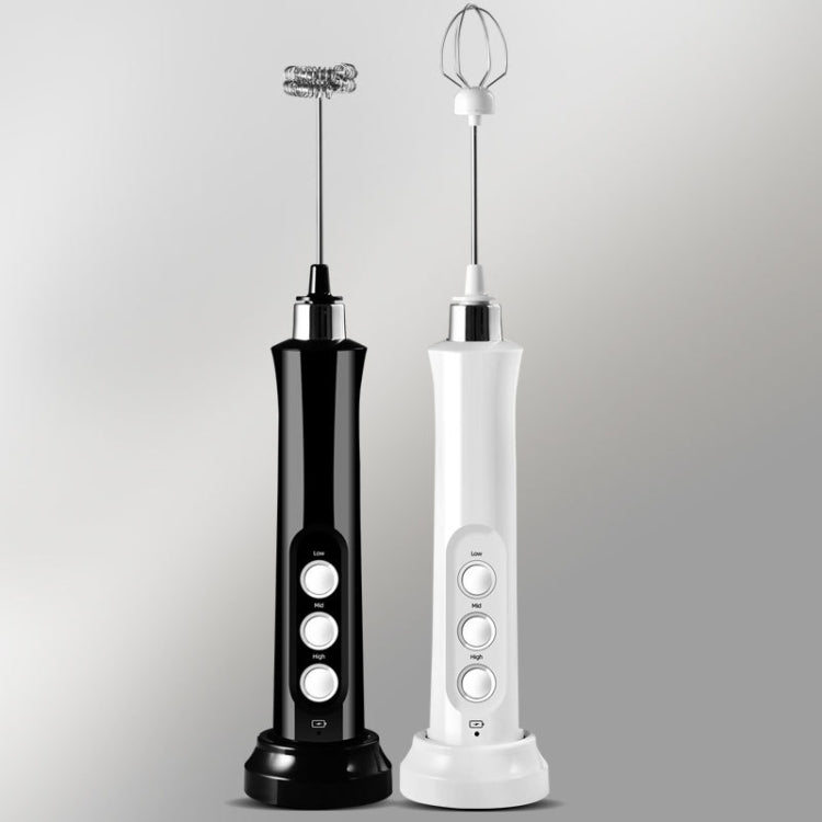 Whisk Household Electric Baking Mini Wireless Hand-Held Charging Stirrer Milk Frother(White) by bashfashion