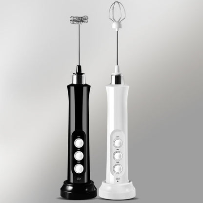 Whisk Household Electric Baking Mini Wireless Hand-Held Charging Stirrer Milk Frother(White) by bashfashion