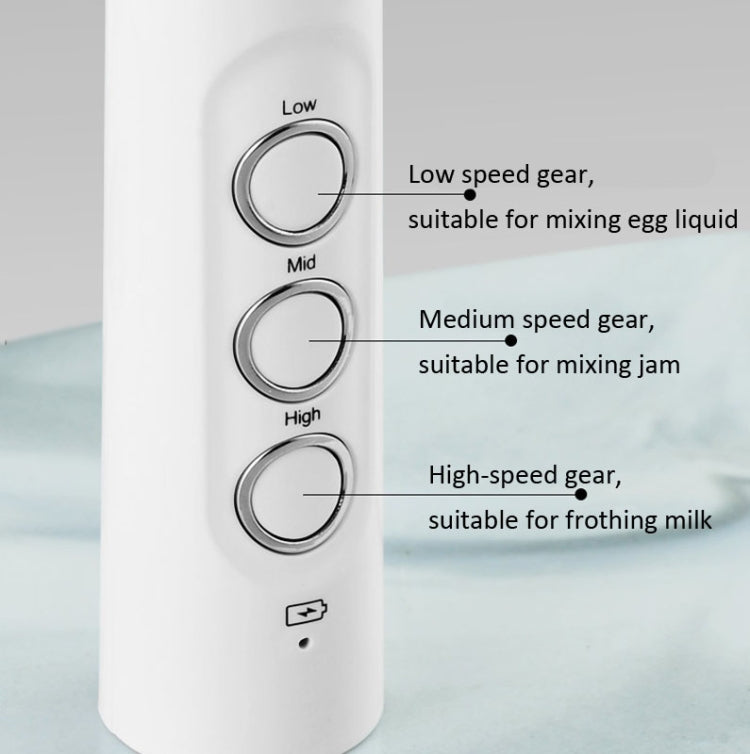 Whisk Household Electric Baking Mini Wireless Hand-Held Charging Stirrer Milk Frother(White) by bashfashion