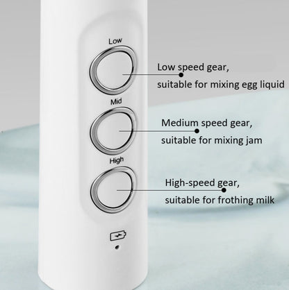 Whisk Household Electric Baking Mini Wireless Hand-Held Charging Stirrer Milk Frother(White) by bashfashion