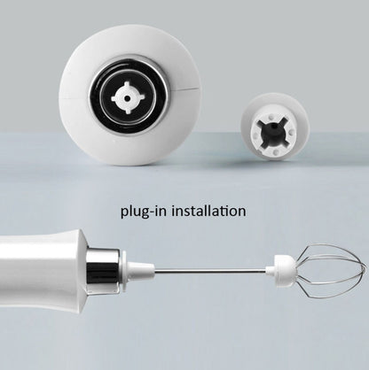 Whisk Household Electric Baking Mini Wireless Hand-Held Charging Stirrer Milk Frother(White) by bashfashion