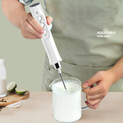 Whisk Household Electric Baking Mini Wireless Hand-Held Charging Stirrer Milk Frother(White) by bashfashion