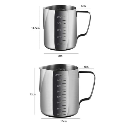 1000ml 304 Stainless Steel Pointed Mouth Etched Cup Graduated Measuring Cup Milk Foam Cup Coffee Pot by bashfashion