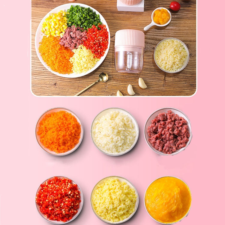 Household Vegetable Cutting Electric USB Garlic Masher Baby Mini Cooking Machine Baby Food Supplement Machine, Style:250ml(Pink) by bashfashion