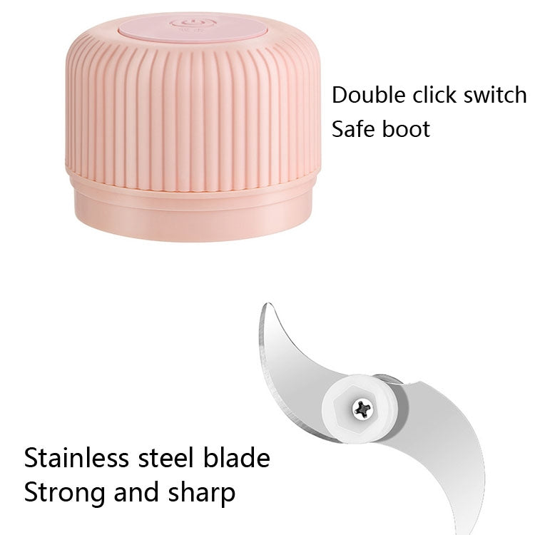 Household Vegetable Cutting Electric USB Garlic Masher Baby Mini Cooking Machine Baby Food Supplement Machine, Style:250ml(Pink) by bashfashion
