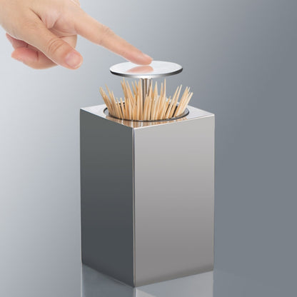 Push-Type Stainless Steel Toothpick Holder Portable Automatic Pop-Up Toothpick Storage Box(Square) by bashfashion