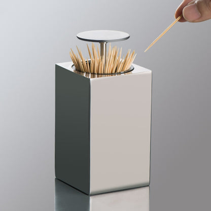 Push-Type Stainless Steel Toothpick Holder Portable Automatic Pop-Up Toothpick Storage Box(Square) by bashfashion
